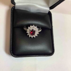 Elegant Silver and Red Gemstone Ring